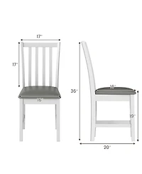 Gymax Wooden Dining Chair Set of 4 with Rubber Wood Frame and Padded Seat and Curved Back