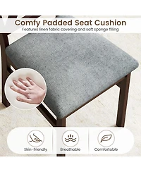 Gymax Modern Dining Chairs Set of 2 with Rubber Wood Frame Hollowed Backrest for Kitchen