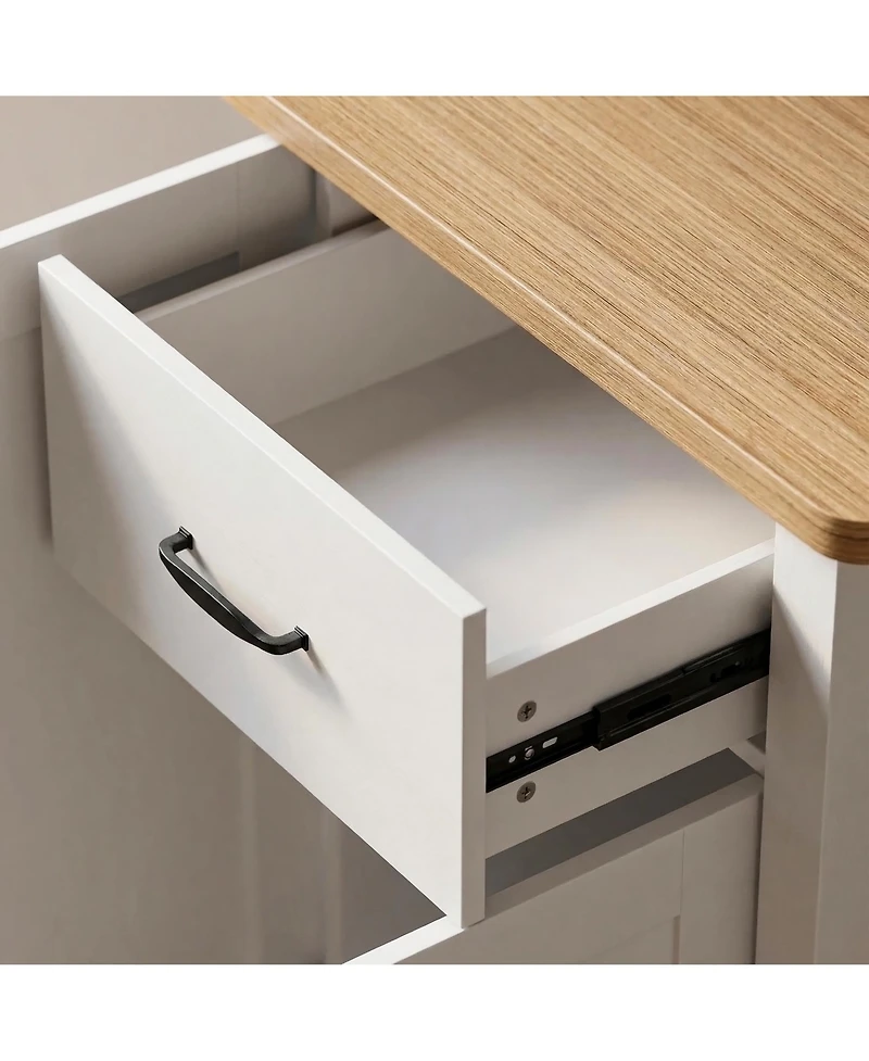 Homsee 71 Inch White Farmhouse Buffet Cabinet - 2-Tone Storage Credenza with Hutch and Drawers | Wood Console