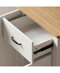 Homsee 71 Inch White Farmhouse Buffet Cabinet - 2-Tone Storage Credenza with Hutch and Drawers | Wood Console