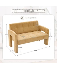Rainsken 47" Loveseat Sofa, Chenille Upholstered 2 Seater Couch with Deep Seat and Dual Armrests, Compact Sofa for Living Room and Small Spaces