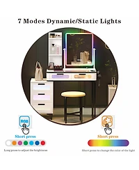 Vlsrka Vanity Set: Rgb Lights, 5 Drawers & Wireless Charger