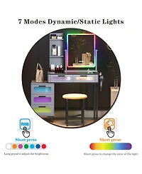 Vlsrka Vanity Set: Rgb Lights, 5 Drawers & Wireless Charger