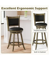 Slickblue Upholstered Counter Height Bar Stools 24 Inch Swivel 2 Piece Set