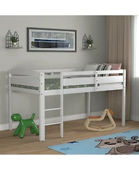 Gouun Kids Twin Low Loft Bed with Ladder and Protective Guard Rail