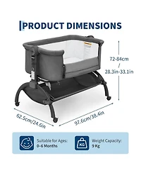 gaomon 3 in 1 Baby Bassinet and Bedside Sleeper with Wheels and Mosquito Net
