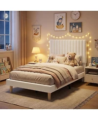 gaomon Upholstered Platform Bed with Adjustable Tufted Headboard and Slat Support