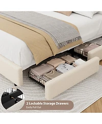 Homfan Cozy Boucle Upholstered Bed Frame