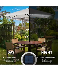 Outsunny 9' x 7' Solar Umbrella, Patio Umbrella with Led Lights