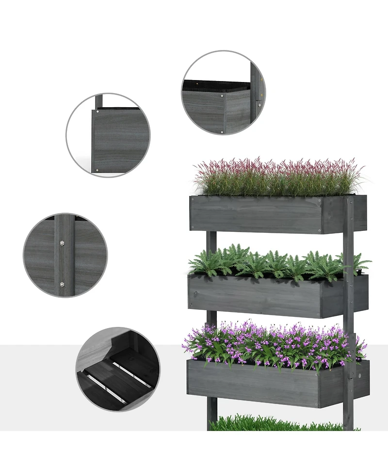 Outsunny 4-Tier Raised Garden Bed with Non-Woven Fabric,