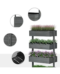 Outsunny 4-Tier Raised Garden Bed with Non-Woven Fabric,