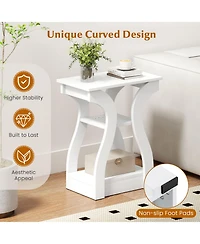 Gymax End Tables w/Charging Station Set of 2 3-Tier Side with Usb Ports and Outlets