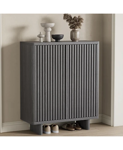gaomon 41.5 Inch Shoe Cabinet with Fluted Door, 5-Tier Storage with 4 Adjustable Shelves