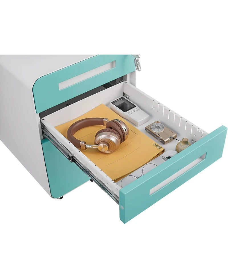 gaomon Drawer Mobile File Cabinet with Lock, Under Desk Metal Filing for Home Office, Storage 5 Wheels Letter/Legal
