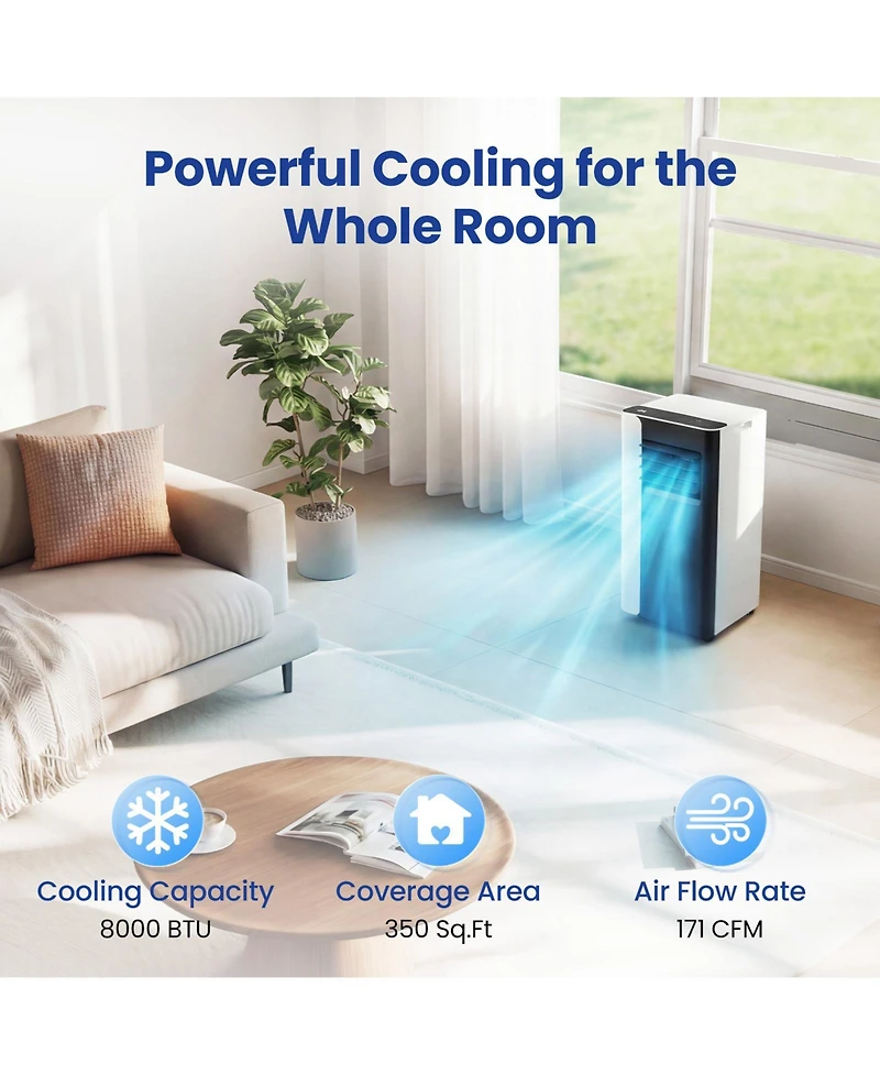 Mecale 8000 Btu Portable Air Conditioner 3-in-1 with Remote Control