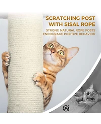 Aostirmotor 68" Multi-Level Cat Tree with Hammocks, Hanging Basket, Cat Cave and Scratching Posts, Plush Cat Tower for Indoor Cats