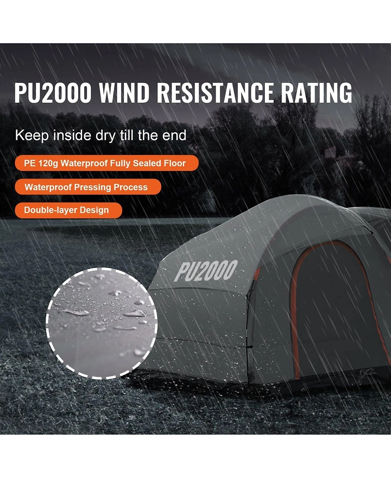 Mecale 8x8 Ft Suv Camping Tent for 6-8 Person Waterproof PU2000