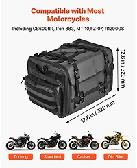 Mecale 40 to 60L Expandable Motorcycle Tail Bag with Waterproof Rain Cover