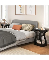 Gymax End Tables w/Charging Station Set of 2 3-Tier Side with Usb Ports and Outlets