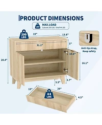 gaomon Fluted Buffet Cabinet with Storage, Sideboard Cabinet with Adjustable Shelf and Drawer