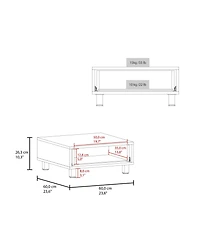 Fm Furniture Berd Coffee Table with Drawer and Metal Legs, Compact Design