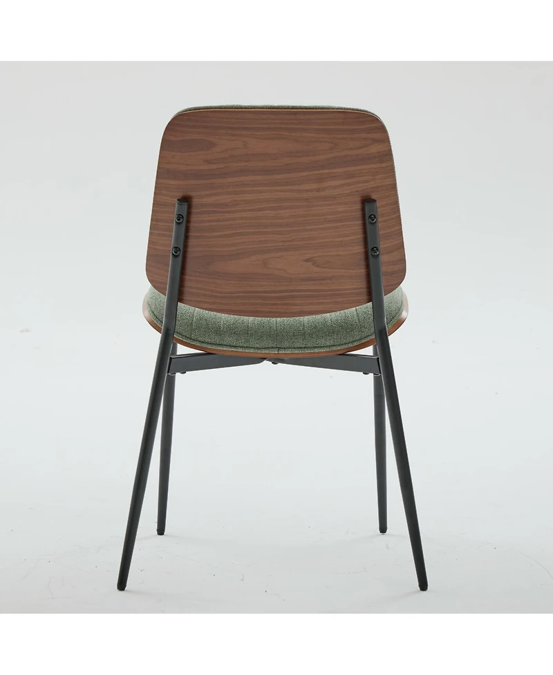 Rainsken Linen Dining Chairs Set of 2, Retro Upholstered Kitchen Chairs with Bentwood Back and Adjustable Feet