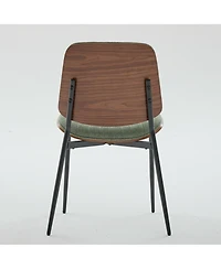 Rainsken Linen Dining Chairs Set of 2, Retro Upholstered Kitchen Chairs with Bentwood Back and Adjustable Feet