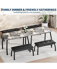 gaomon 3-Piece Modern Retro 2-Person Dining Table with Benches