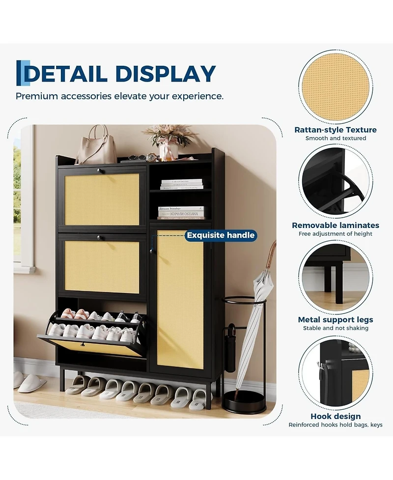 gaomon Freestanding Shoe Cabinet with 3 Flip Drawers and 5 Tier Shelves