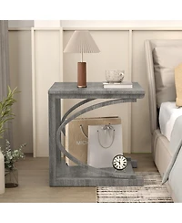 Gymax 2PCS 24'' Side End Table with Storage Shelf and Rubber Wood Frame for Small Space