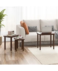 Gymax Nesting End Tables Farmhouse Rectangle Side Table Set for Living Room