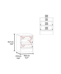 Fm Furniture Nightstand, 2 Drawers, Open Shelf, Modern Bedroom Storage