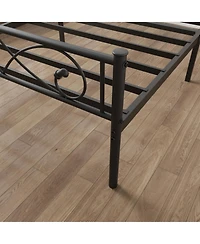 Homfan Metal Platform Bed Frame with Fist-Style Headboard and Footboard, Underbed Storage and Metal Slats