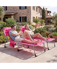 Gymax Patio Beach Lounge Chair Folding Chaise Lounge w/ Pillow Hot