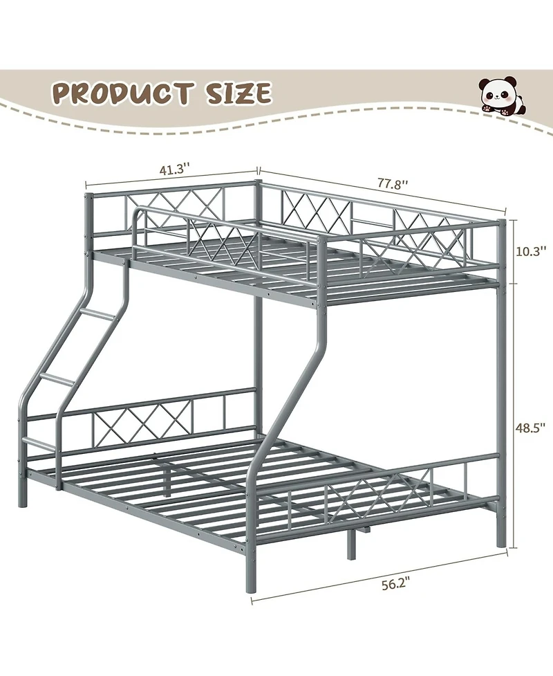 gaomon Bunk Bed Heavy Duty Metal with Ladder and Safety Rails, No Box Spring Required