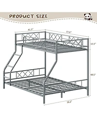 gaomon Bunk Bed Heavy Duty Metal with Ladder and Safety Rails, No Box Spring Required