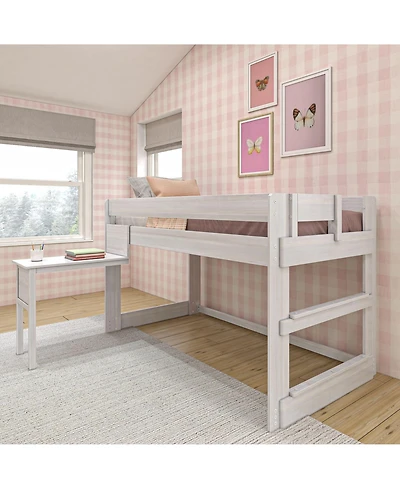 Max & Lily Solid Wood Loft Bed with Desk, Modern Farmhouse High Twin For Kids