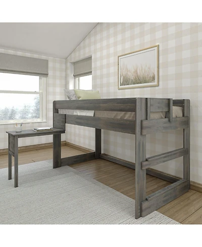 Max & Lily Solid Wood Loft Bed with Desk, Modern Farmhouse High Twin For Kids
