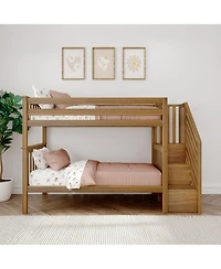 Max and Lily Bed Frame, Farmhouse Solid Wood Platform with Slatted Headboard