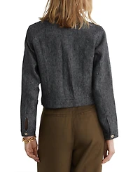 Reiss Women's Linen-Cotton Woven Trucker Jacket