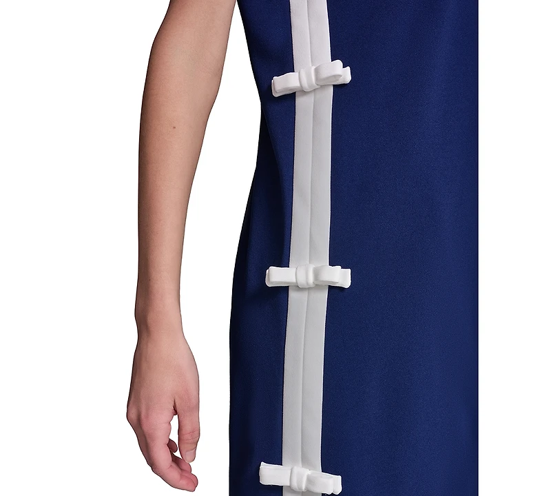 Karl Lagerfeld Paris Women's Bow Trim Scuba Crepe Sheath Dress
