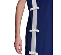 Karl Lagerfeld Paris Women's Bow Trim Scuba Crepe Sheath Dress
