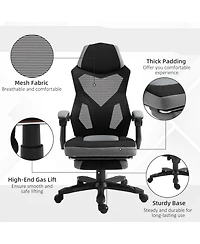 Vinsetto Office Chair Adjust Height Recliner with Footrest, Wheel, Mesh Back