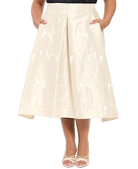 Muse Plus Polyester Box Pleat Midi Skirt