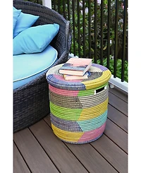 African Modern, Rainbow Herringbone Lidded Storage Basket