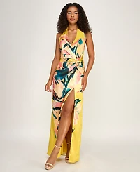 Seni & Cade Women's Plunge V-Neck Printed Gown