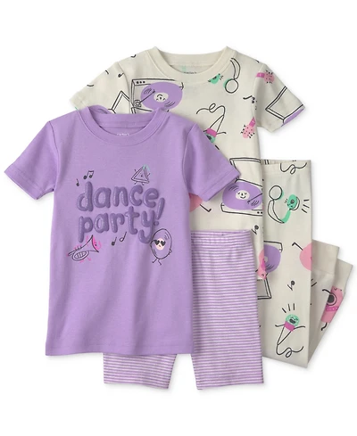 Carter's Toddler Girls' 2T-5T Dance Party Short-Sleeve T-Shirt, Shorts and Pants Sleep Play, 4-Piece Set