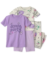 Carter's Toddler Girls' 2T-5T Dance Party Short-Sleeve T-Shirt, Shorts and Pants Sleep Play, 4-Piece Set