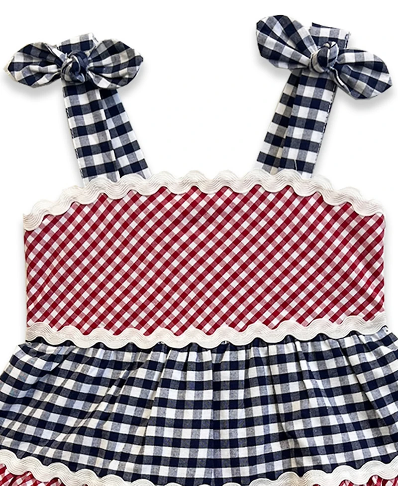 Blueberi Boulevard Girls' 2T-6X Americana Gingham Sundress