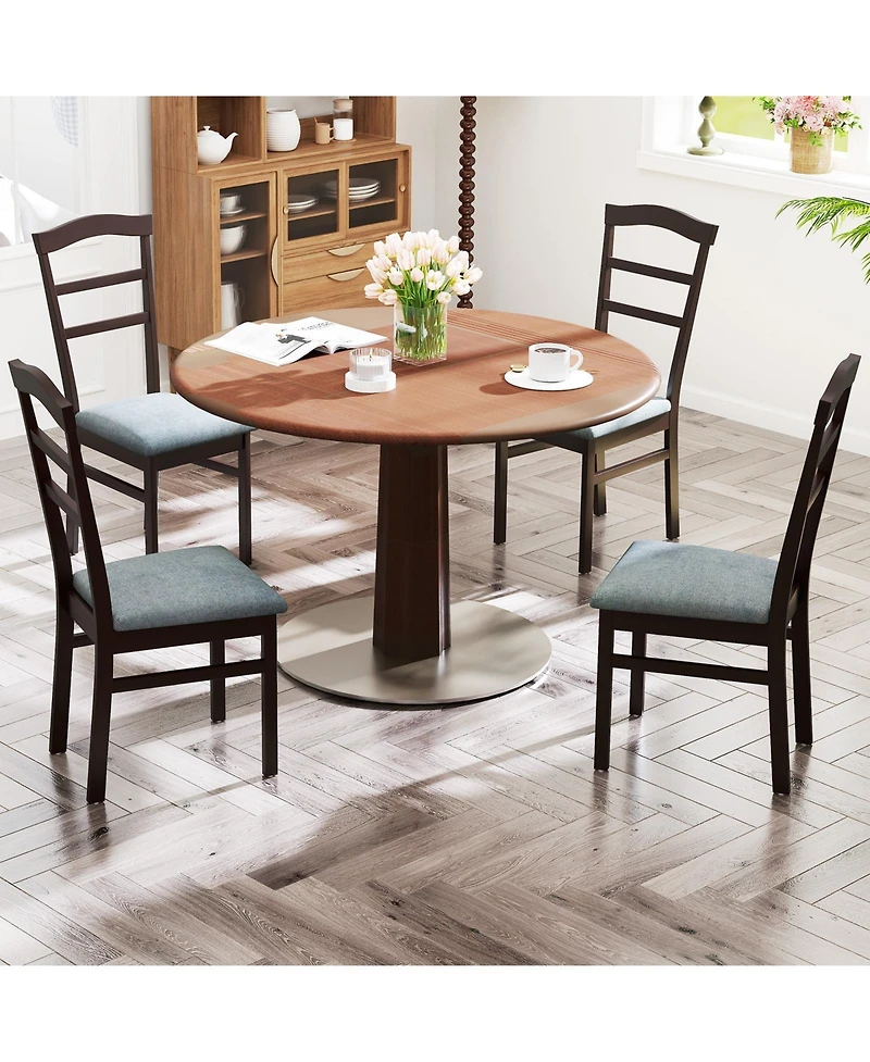 Gymax Modern Dining Chairs Set of with Rubber Wood Frame Hollowed Backrest for Kitchen